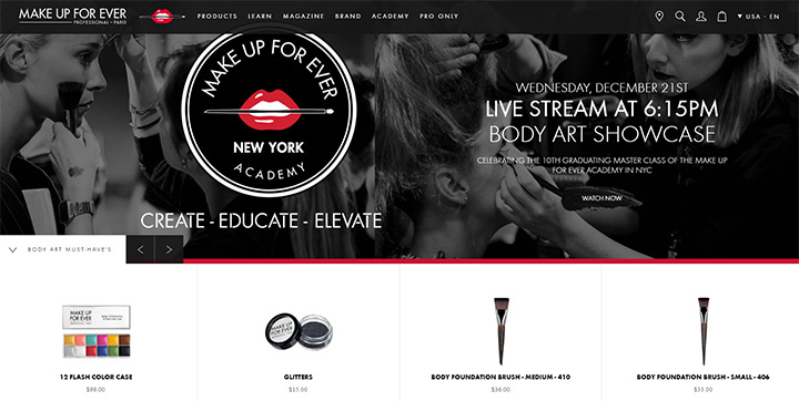 Make up for ever website