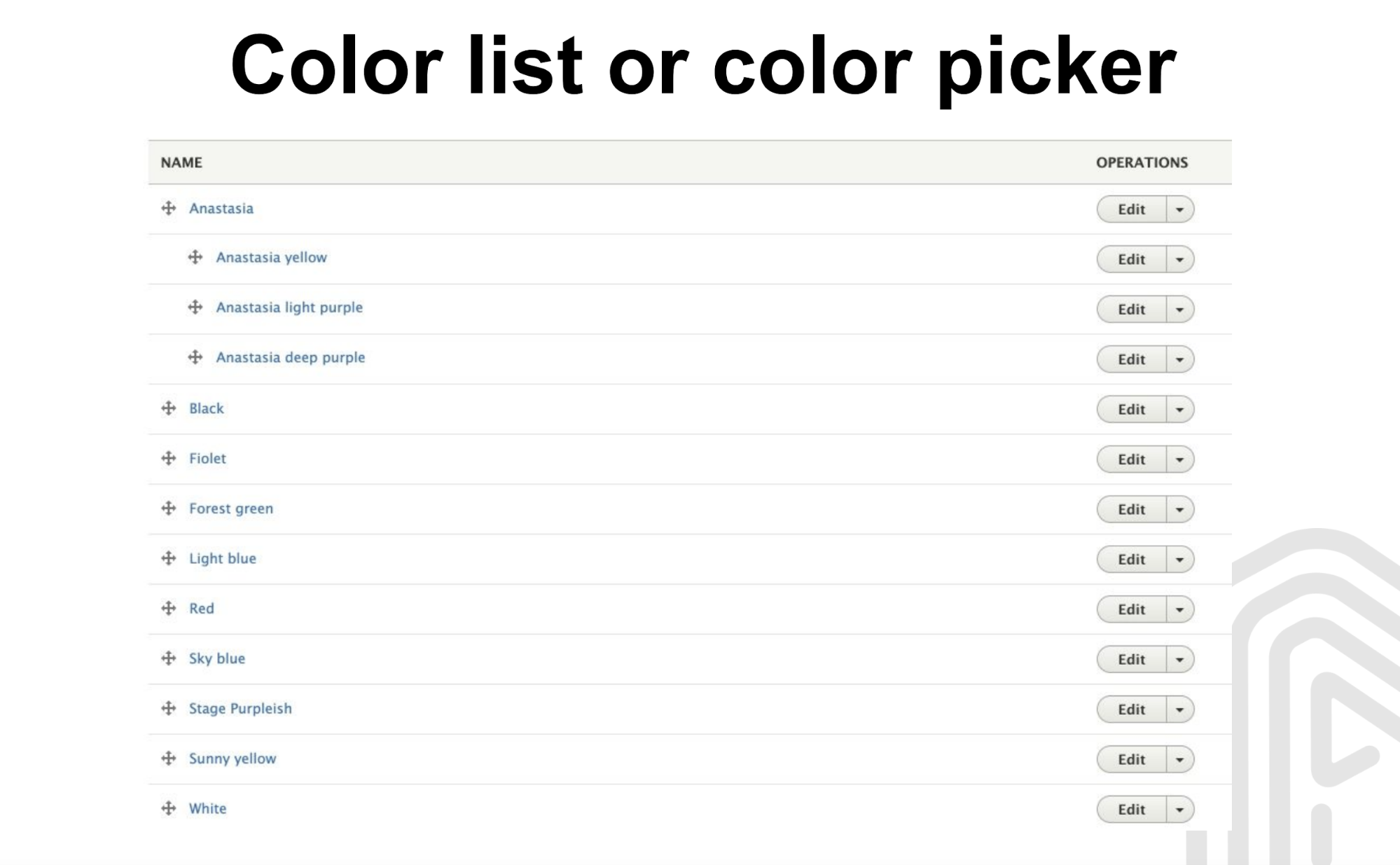 Color list 