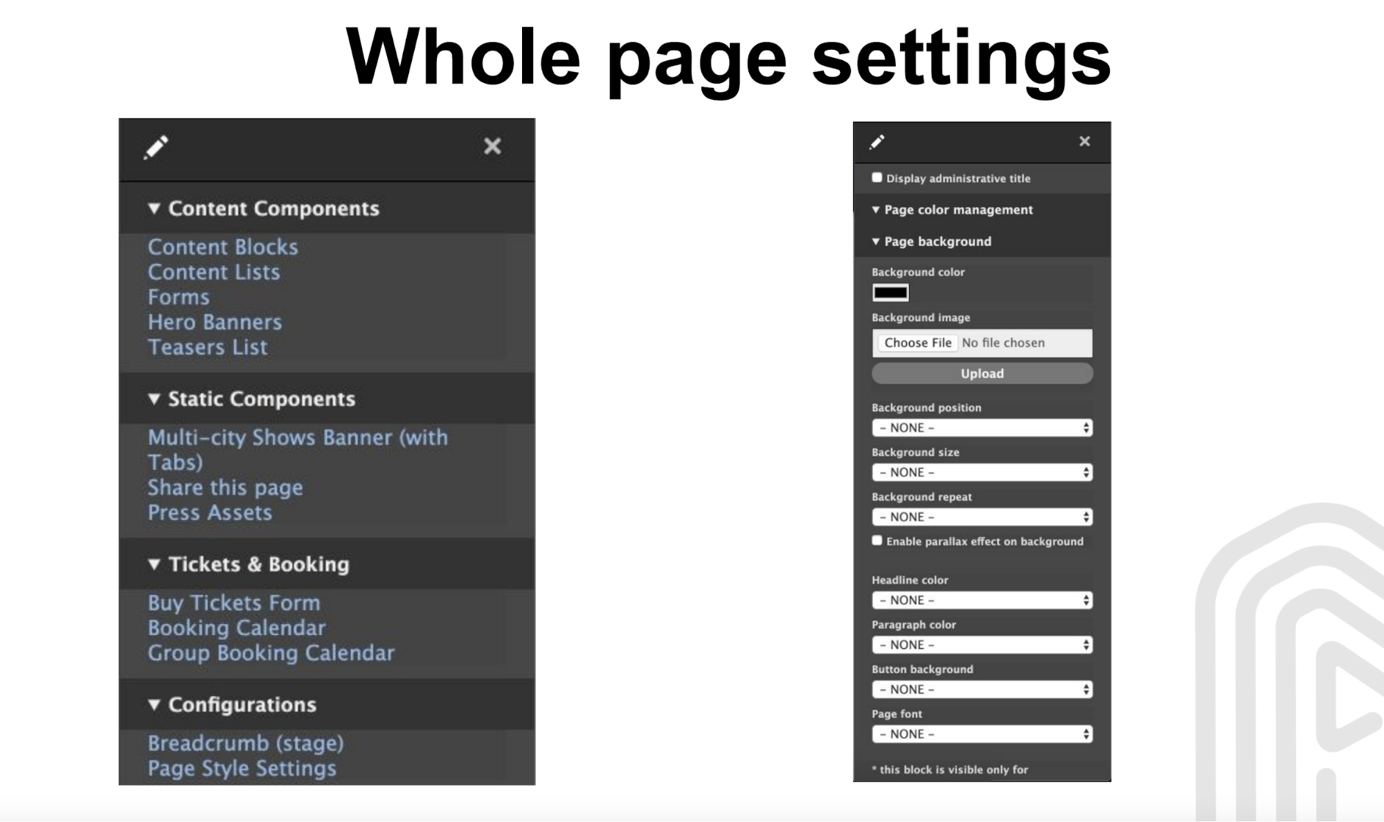 Whole page settings
